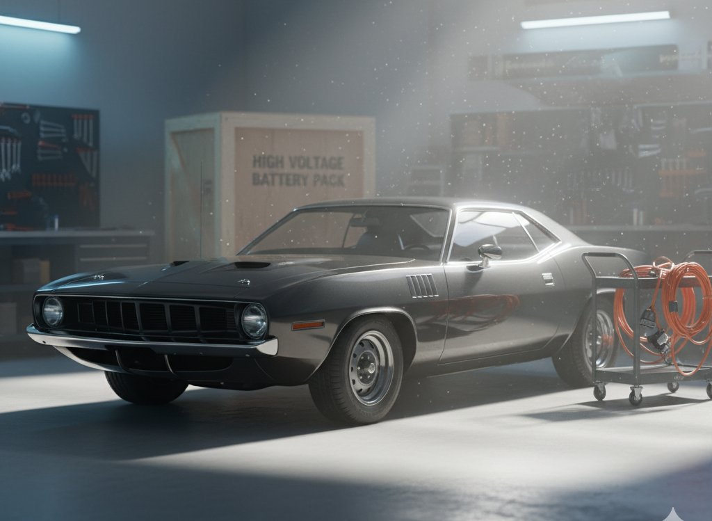 EV-converted classic in studio lighting