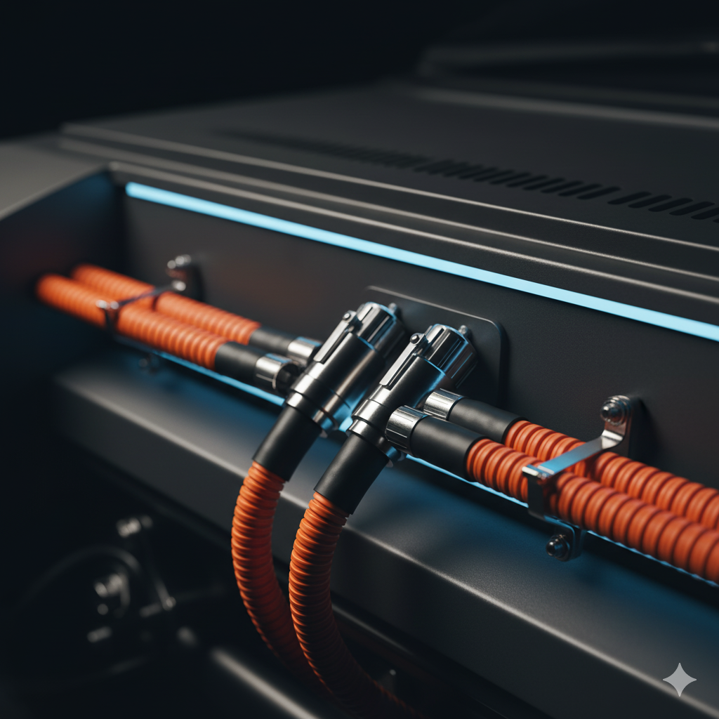 Shielded orange HV cabling with OEM-grade terminations