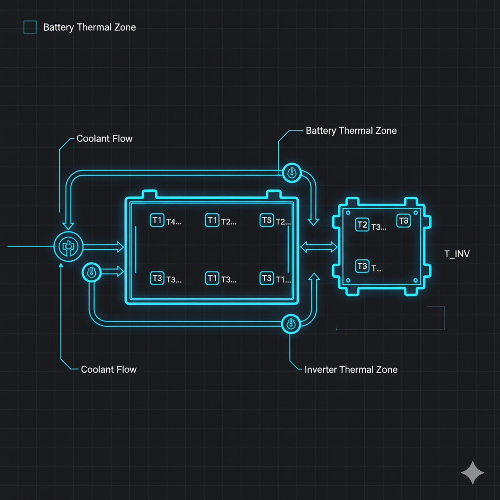 Battery & inverter thermal zoning and sensors